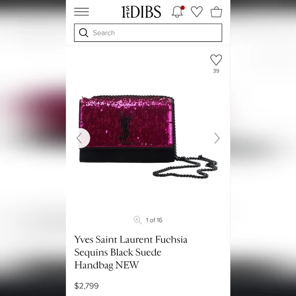 💖 YSL Saint Laurent Kate Pink Sequin Black Suede Crossbody Bag Matte Black HW - Picture 17 of 17